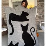 C2C Cat Afghan Blanket Free Crochet Pattern