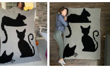 C2C Cat Afghan Blanket Free Crochet Pattern