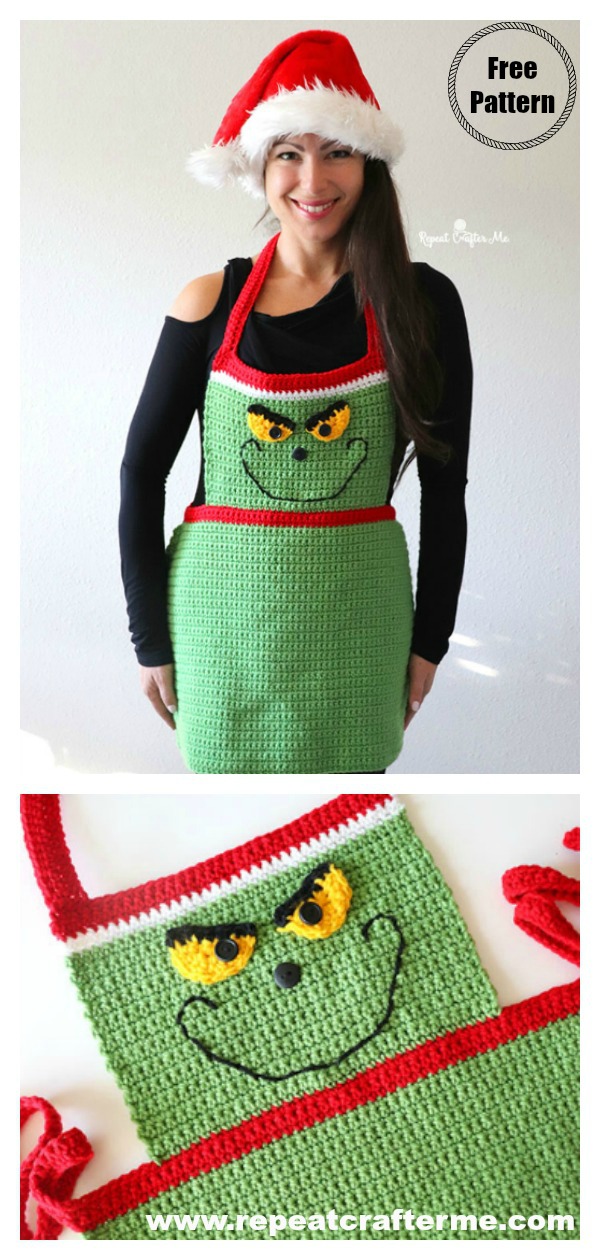 Christmas Grinch Apron Free Crochet Pattern