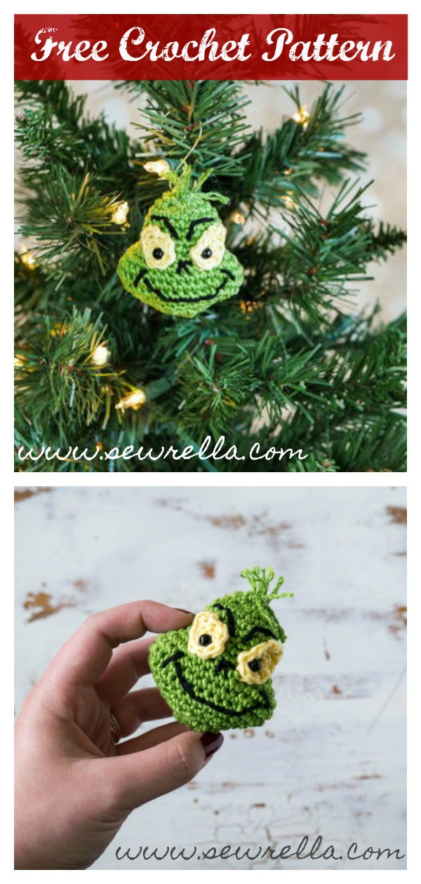Christmas Grinch Ornament Free Crochet Pattern