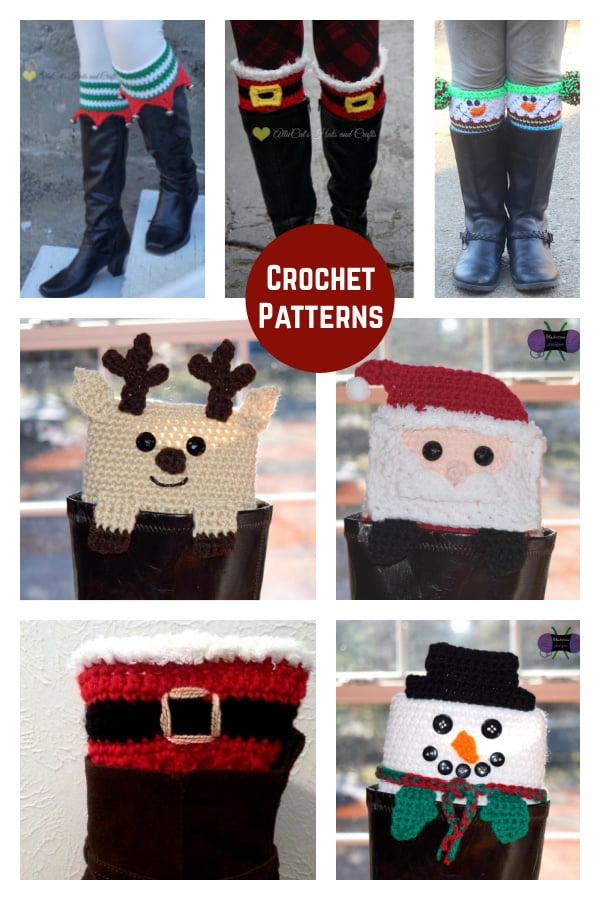 Christmas Holiday Boot Cuffs Free Crochet Pattern and Paid 