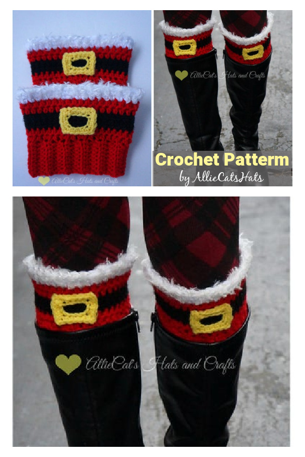 Christmas Holiday Cheer Boot Cuffs Crochet Pattern