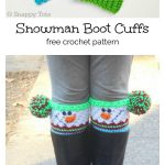 Christmas Snowman Boot Cuffs with Pompom Free Crochet Pattern