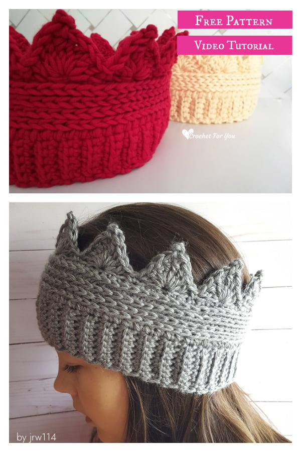 Crown Ear warmer Free Crochet Pattern and Video Tutorial