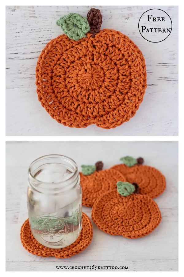 Great Harvest Pumpkin Coasters Free Crochet Pattern