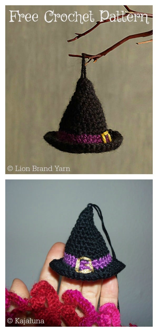 Halloween Witch Hat Ornament Free Crochet Pattern