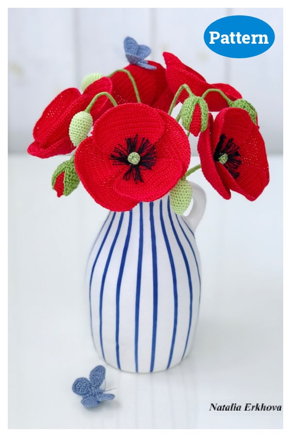 Poppy Flower Bouquet Crochet Pattern