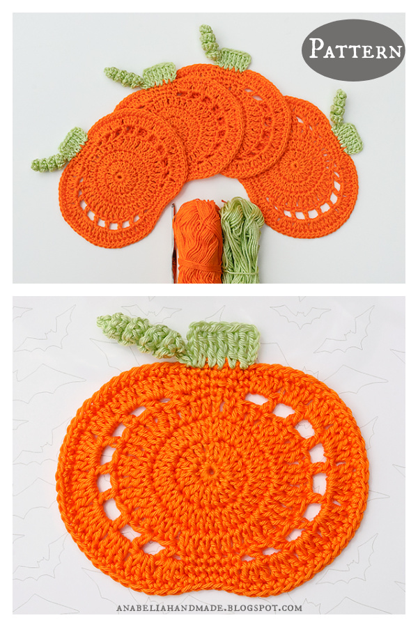 Pumpkin Coasters Crochet Pattern