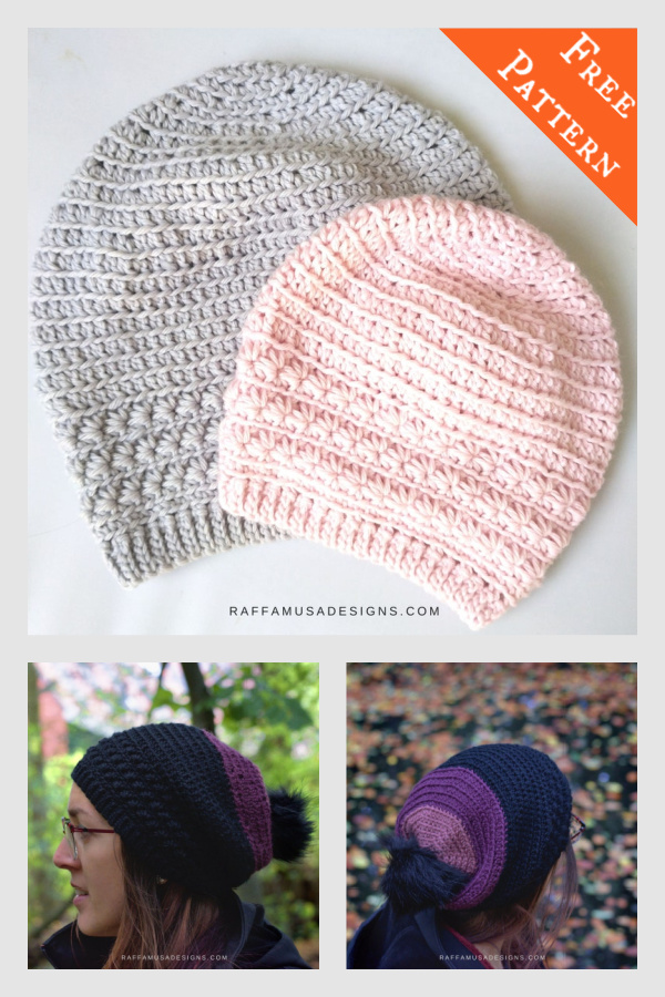 Star Stitch Beanie Easy Slouchy Hat Free Crochet Pattern