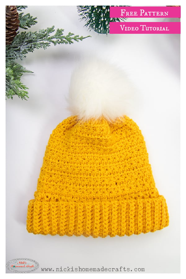 Star Stitch Hat Free Crochet Pattern and Video Tutorial