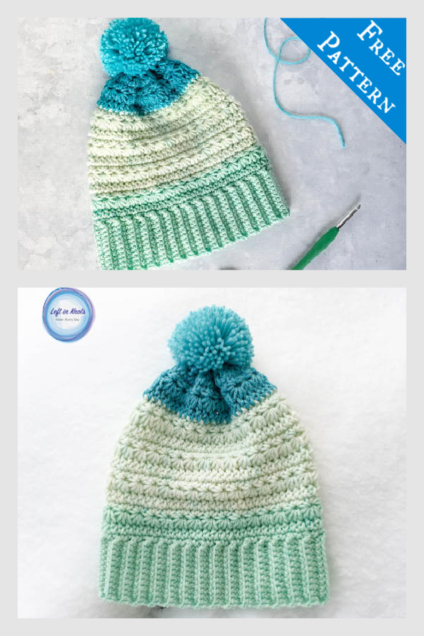 Star Stitch Snow Drops Slouch Hat Free Crochet Pattern 