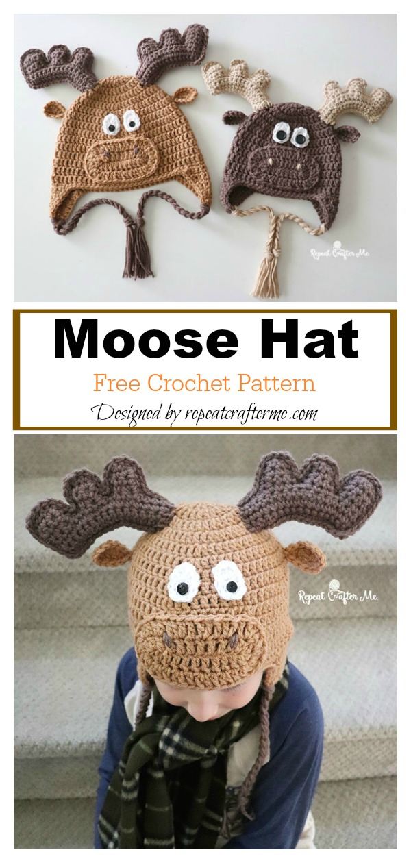 Adorable Moose Hat Free Crochet Pattern