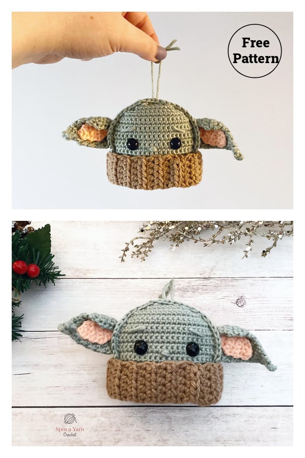 Baby Yoda Ornament Free Crochet Pattern 