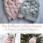 Braided Cable Beanie Hat Free Crochet Pattern