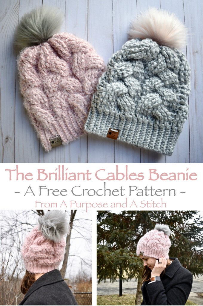 Braided Cable Beanie Hat Free Crochet Pattern 