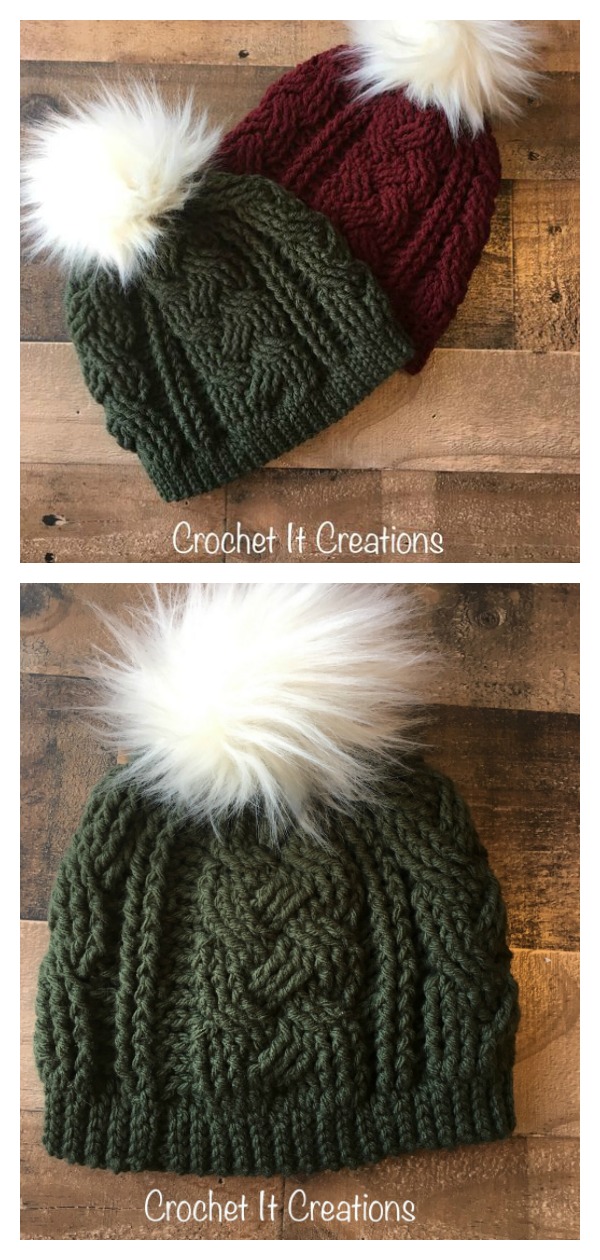 Braided Cable Beanie Hat Free Crochet Pattern 