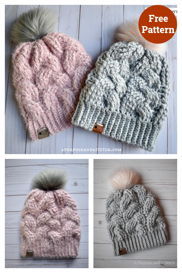 Brilliant Cables Beanie Free Crochet Pattern