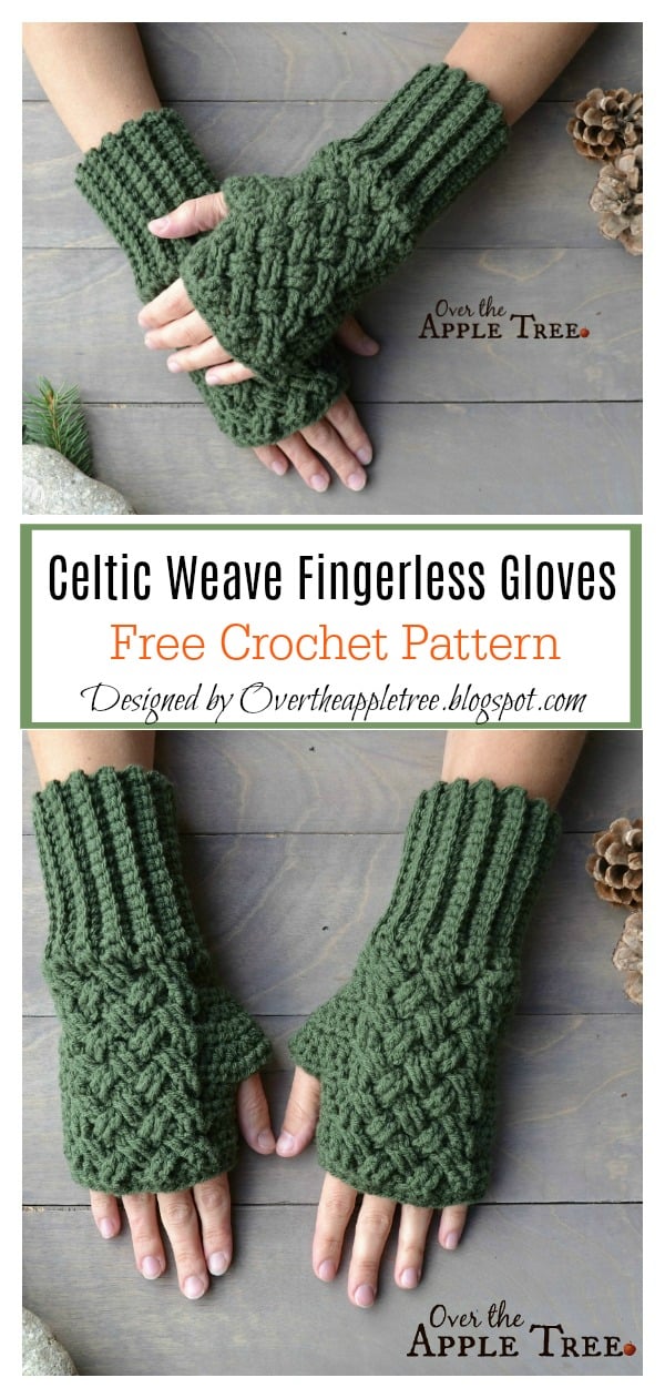 Celtic Weave Fingerless Gloves Free Crochet Pattern