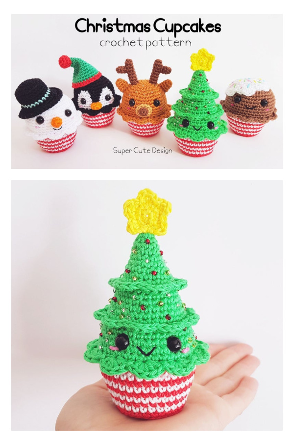 Christmas Cupcakes Tree Ornament Crochet Pattern