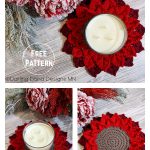 Christmas Poinsettia Candle Coaster Free Crochet Pattern