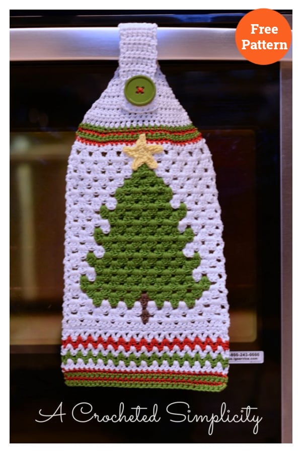 Christmas Tree Kitchen Towel Free Crochet Pattern 