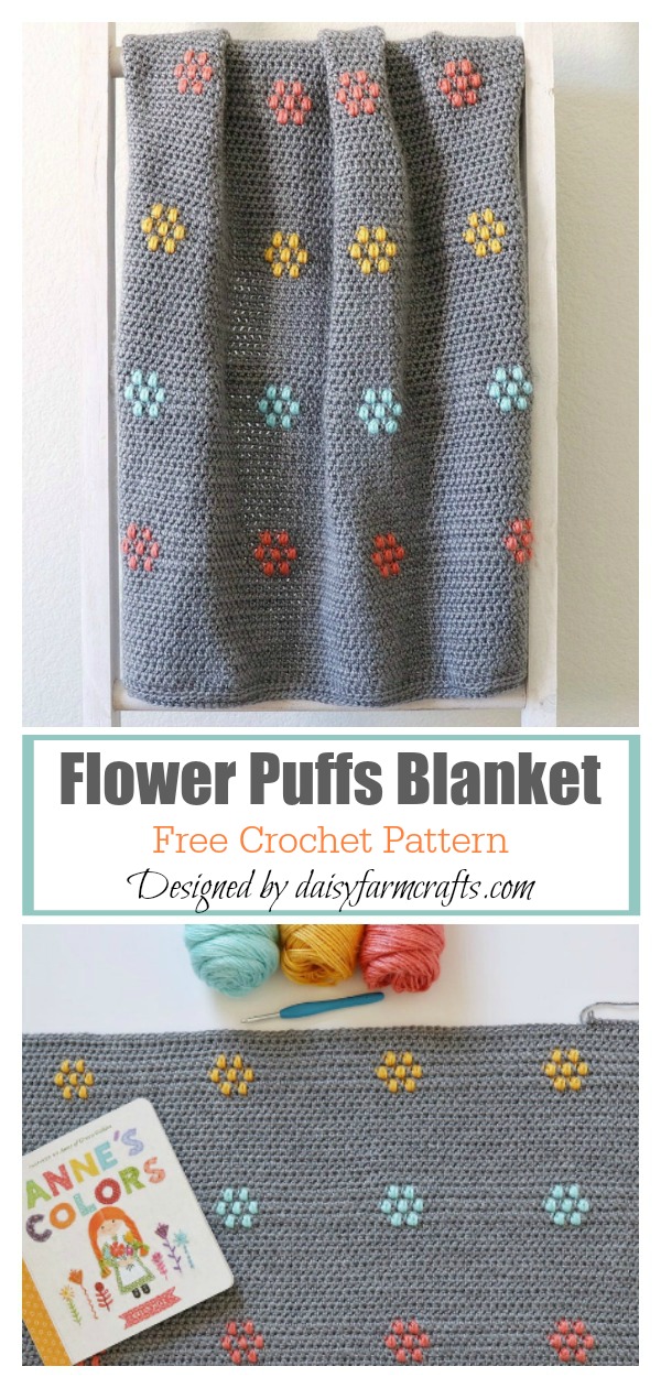 Flower Puffs Blanket Free Crochet Pattern
