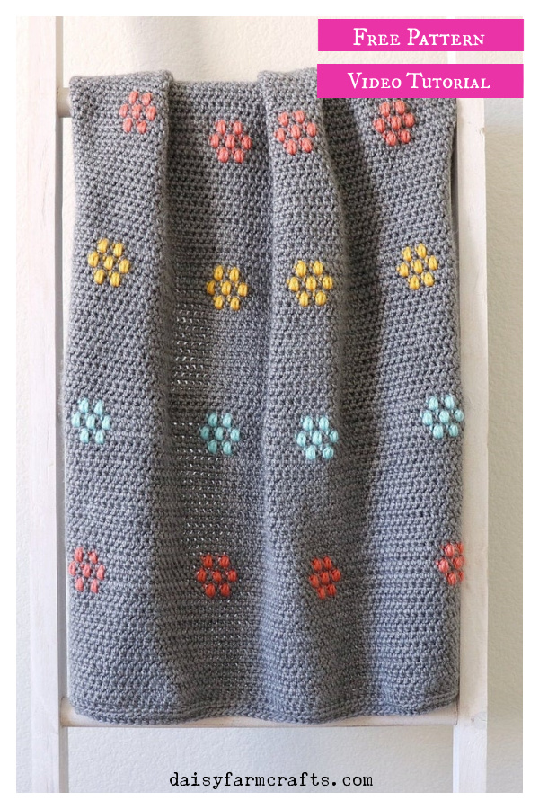 Flower Puffs Blanket Free Crochet Pattern and Video Tutorial