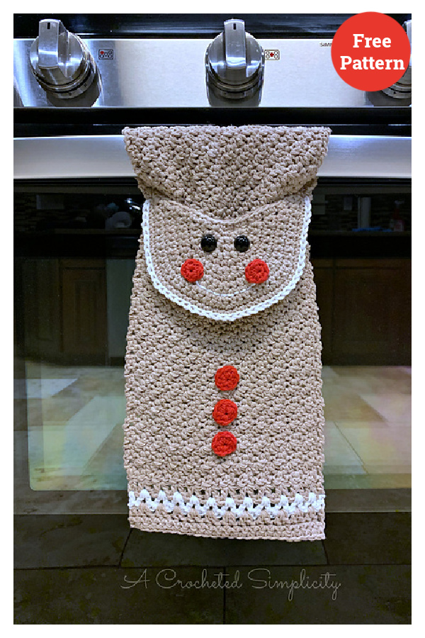Gingerbread Man Kitchen Towel Free Crochet Pattern