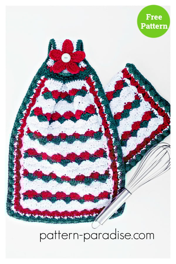 Holiday Helper Dish Towel Free Crochet Pattern