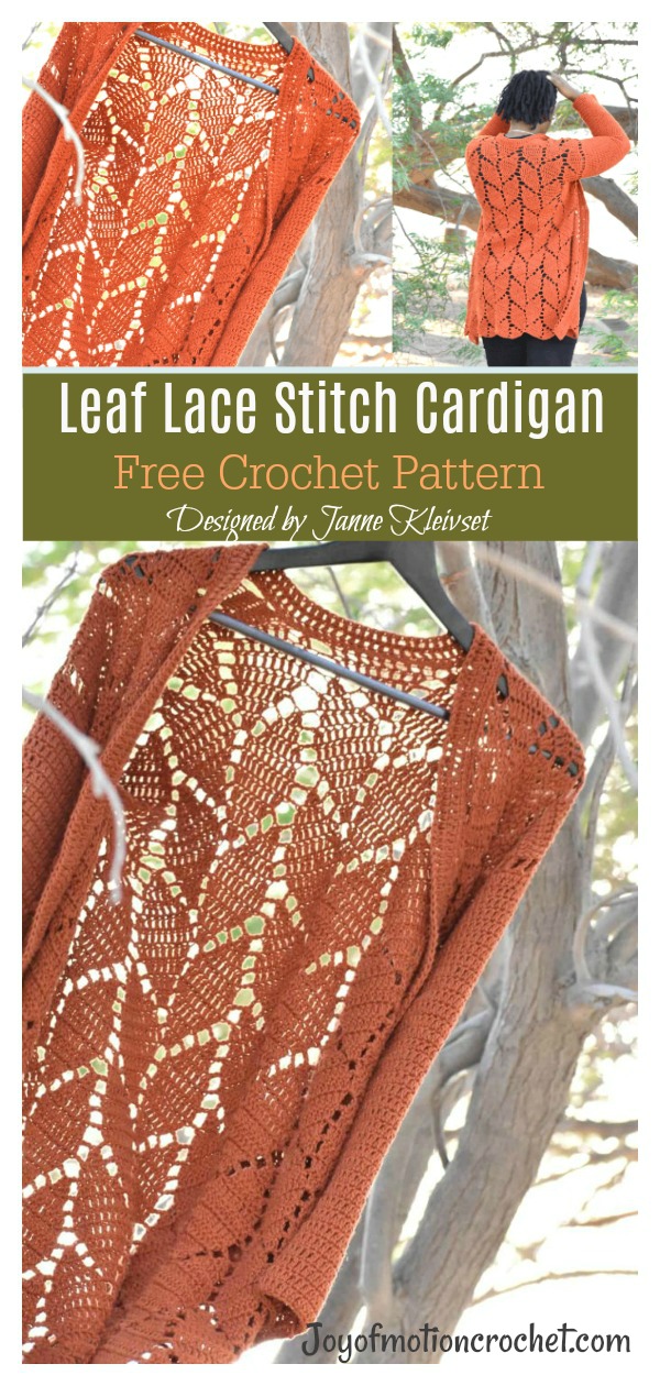 Leaf Lace Stitch Cardigan Free Crochet Pattern
