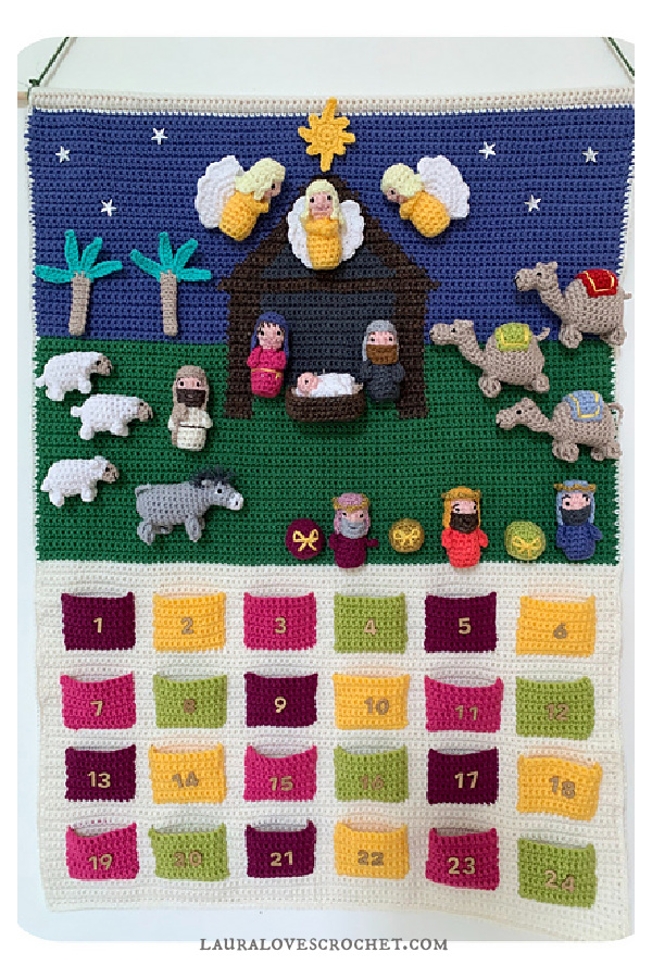 Nativity Advent Calendar Background Free Crochet Pattern