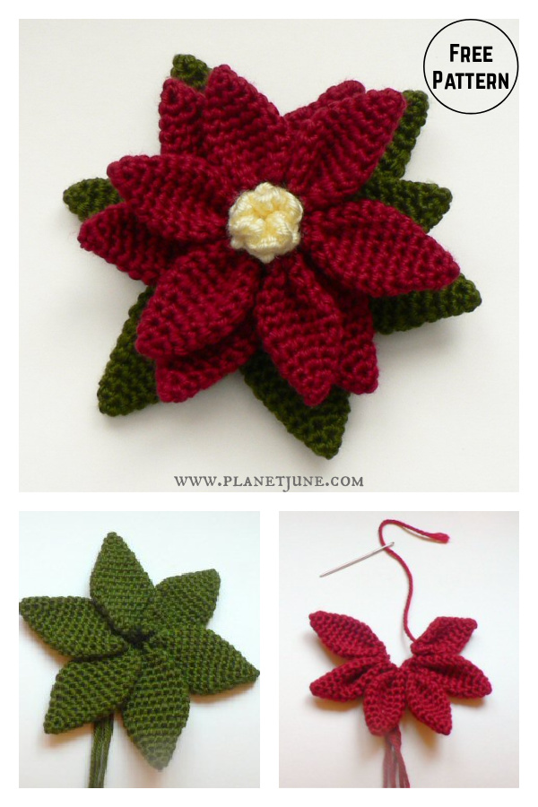 Poinsettia Flower Free Crochet Pattern