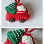 Red Car with Christmas Tree Ornament Free Crochet Pattern