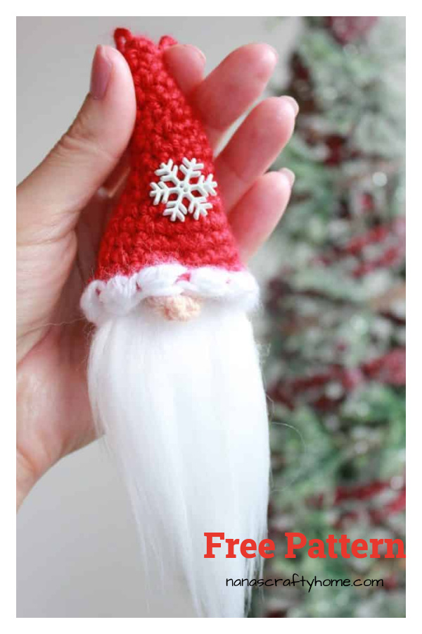 Santa Gnome Christmas Ornament Free Crochet Pattern 