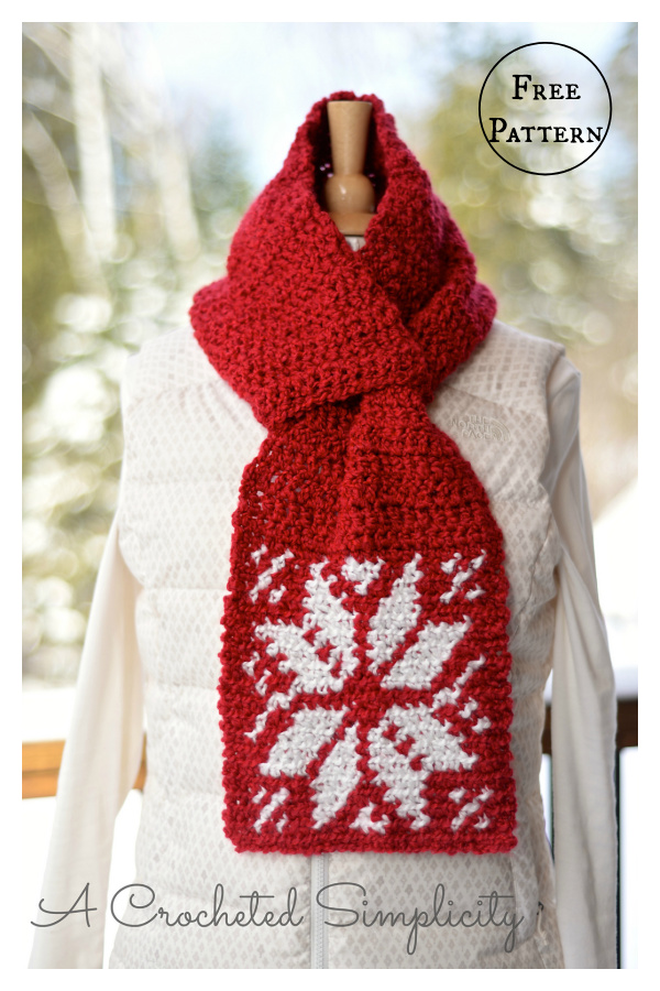 Snowflake Keyhole Scarf Free Crochet Pattern
