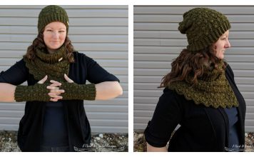 The Amphitrite Hat Cowl and Fingerless Gloves Set Free Crochet Pattern
