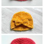 Baby Turban Hat with Bow Free Crochet Pattern