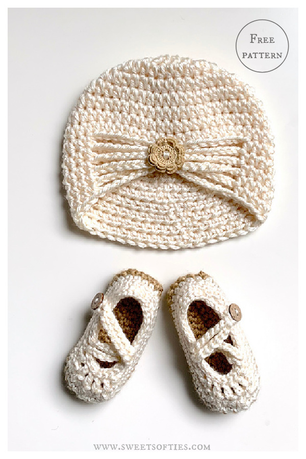 Baby's Buttoned Turban Hat Free Crochet Pattern