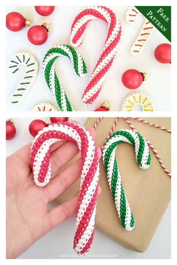 Candy Cane Amigurumi Ornament Free Crochet Pattern