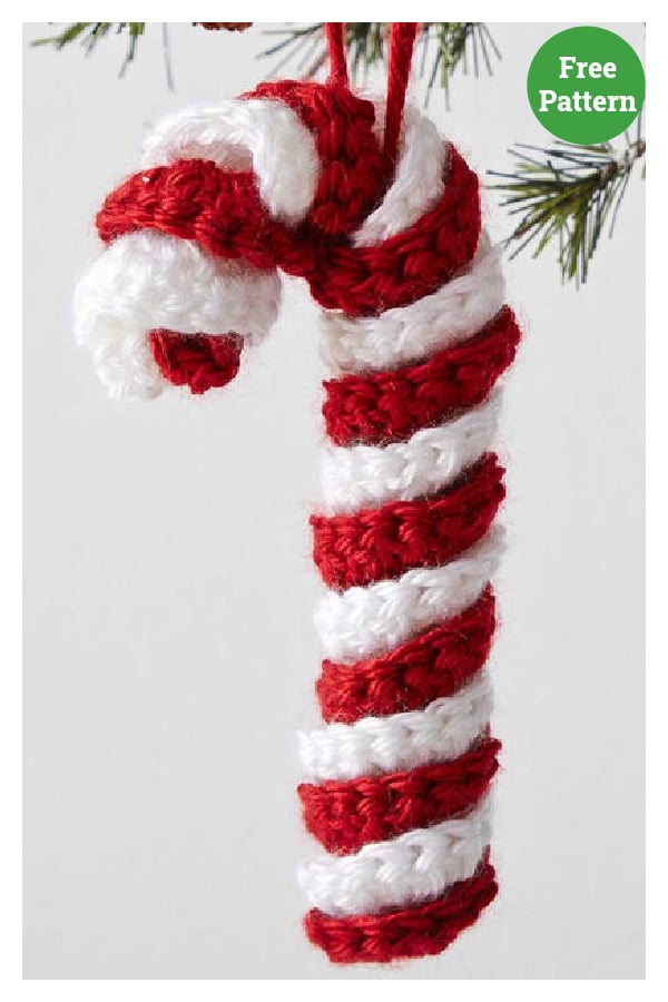 Candy Cane Ornament Free Crochet Pattern