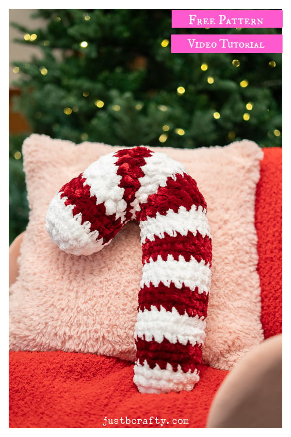 Candy Cane Pillow Free Crochet Pattern and Video Tutorial