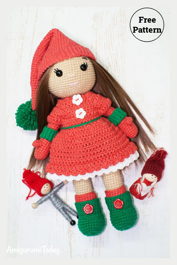 Christmas Amigurumi Doll Free Crochet Pattern