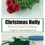 Christmas Holly Brooch Free Crochet Pattern