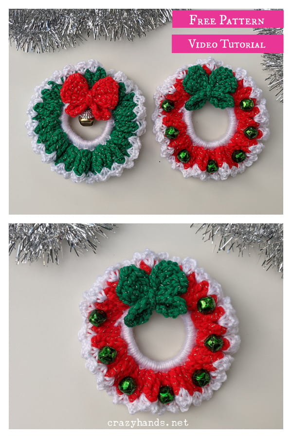 Christmas Wreath Free Crochet Pattern and Video Tutorial