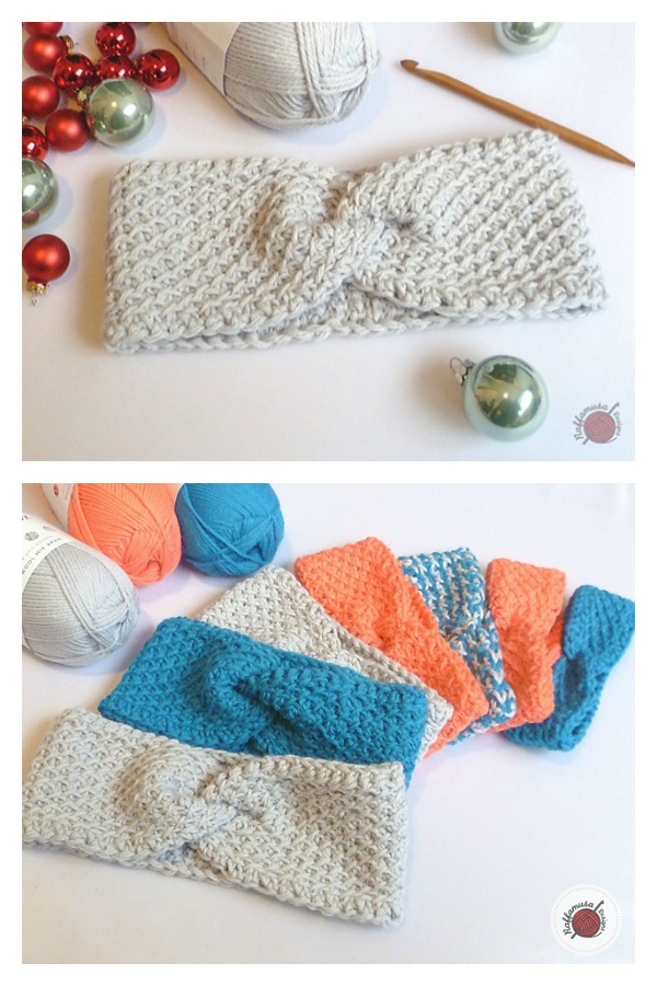 Diagonal Lattice Tunisian Headband Free Crochet Pattern