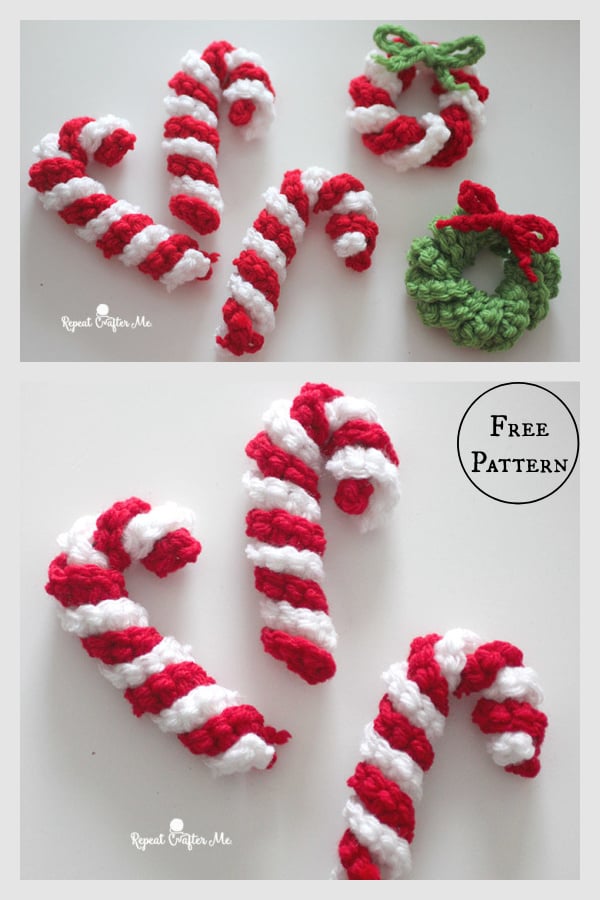 Candy Cane ornament Free Crochet Pattern