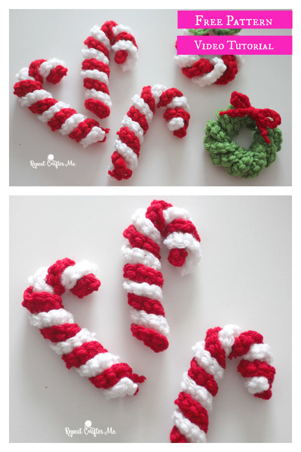 Easy Candy Canes Free Crochet Pattern and Video Tutorial