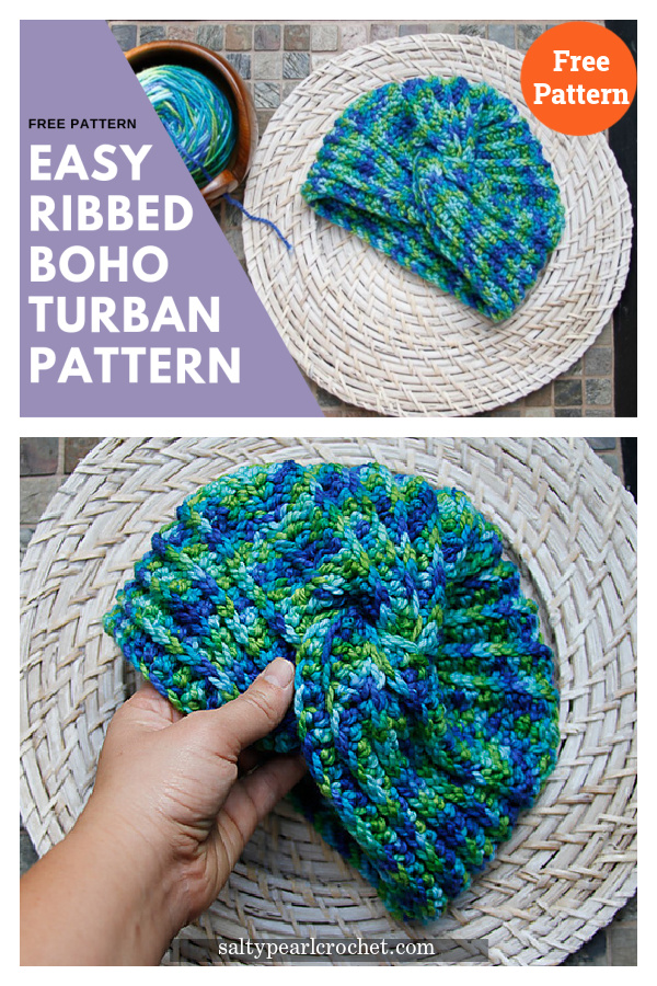 Easy Ribbed Boho Turban Hat Free Crochet Pattern 