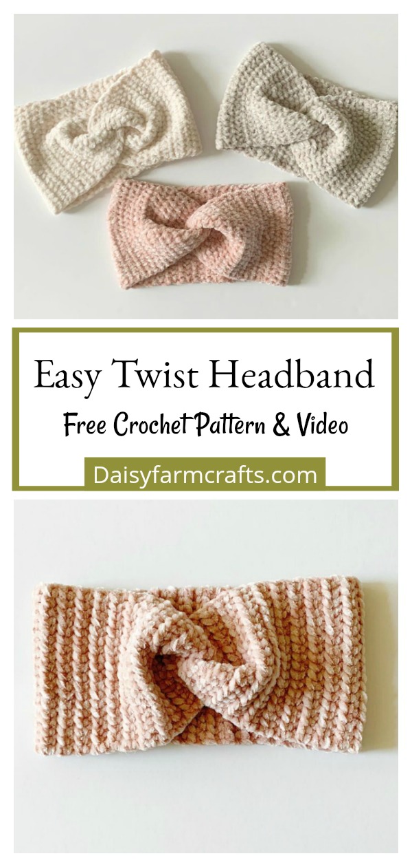 Easy Velvet Twist Headband Ear Warmer Free Crochet Pattern and Video Tutorial