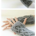 Faux Cables Fingerless Mitts Free Crochet Pattern